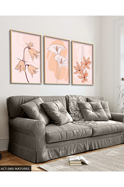 Evinemoda Cveće Apstraktna Slika u Drvenom Ramu od 3 Dela