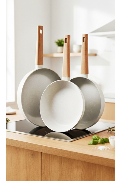Bergner Naturally 3-piece non-stick pan set 18, 22, 26 cm