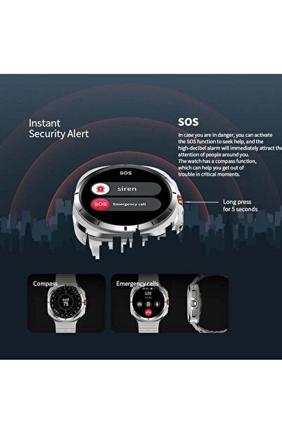 Generic Samsung Galaxy Watch 7 Ultra GPS NFC Compass Smartwatch 466x466 AMOLED (Black)