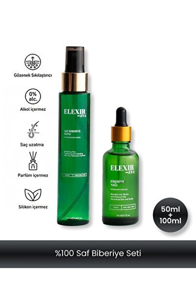 Elexir Eva Biberiye Yağı & Biberiye Suyu Avantajlı Bakım Paketi – Saç Dökülme...