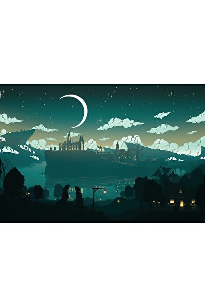 Zumzeria Tablou Canvas Moon Over Monstadt Genshin Impact, 80x50cm, Zumzeria ®