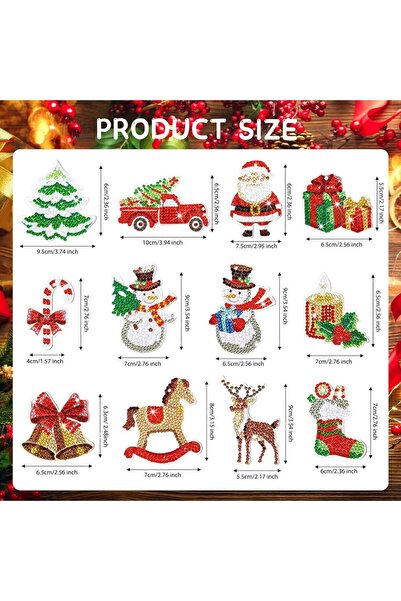 Choice YSK159 12pcs/Set DIY Diamond Painting Christmas Keychains Double Sided...