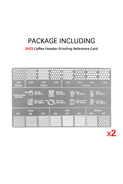 Choice قطعتان من بطاقة مرجعية للقهوة، أدوات قياس القهوة المعدنية، مسطرة حجم القهوة، ملحق المطحنة