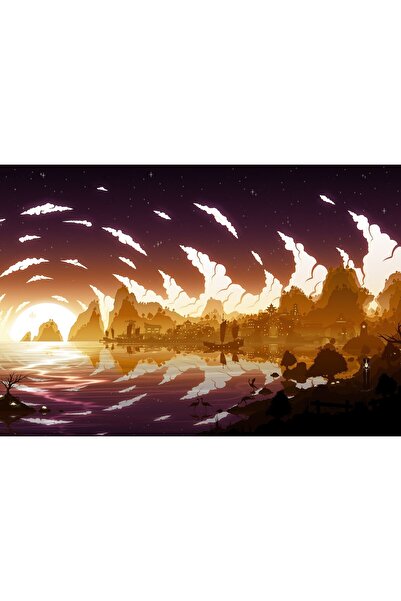 Zumzeria Tablou Canvas Genshin Impact Sunset Beyond Liyue, 80x50cm, Zumzeria ®