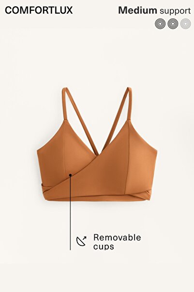 Oysho Orta destekli cup'lı Comfortlux çapraz spor sütyeni
