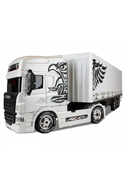 MYTOY Scania, Volvo Model Oyuncak Tır – 46 cm Uzunluk, Hareketli Dorse, 12 Tekerlekli Konteyner Tır