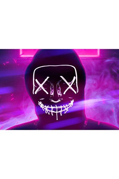 Zumzeria Картина на платно Неонова маска на Анонимен, 80x50см, tableau642