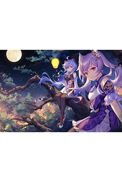 Zumzeria Tablou Canvas Ganyu și Keqing Genshin Impact, 80x50cm,