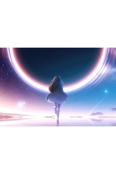 Zumzeria Pictură pe pânză Fată anime Reflecție Noapte înstelată, 80x50cm, tab...