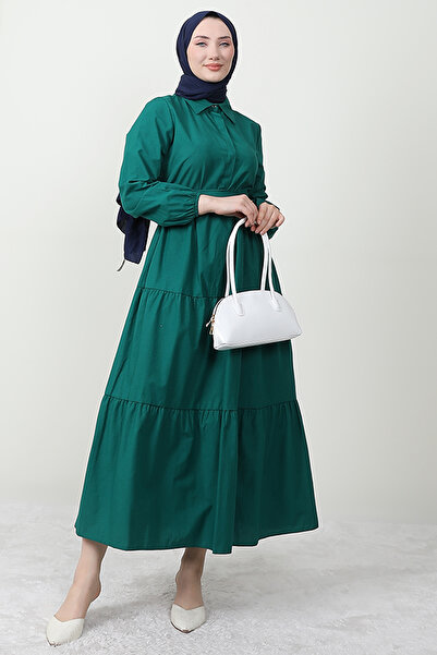 Giza Giyim Τυπικό φόρεμα με κουμπιά σμαραγδένιο