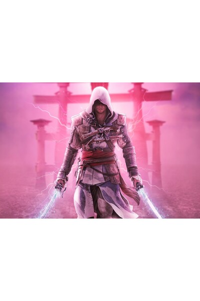 Zumzeria Tablou Canvas Samurai Assassins Creed 4 Black Flag, 80x50cm, tablou534,