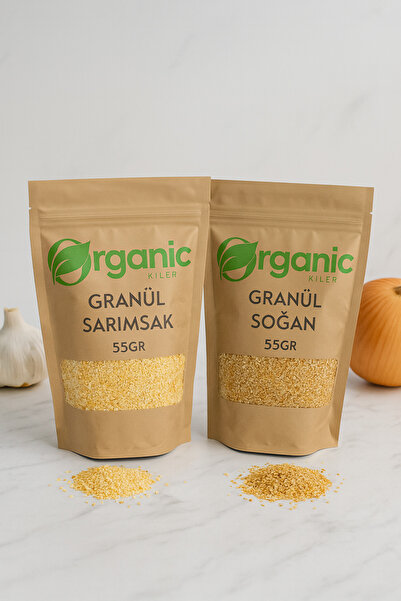 Organic Kiler Granül Sarımsak ve Soğan Tozu İkili Set 2x55 gr – Doğal, Katkısız, Kilitli Paket