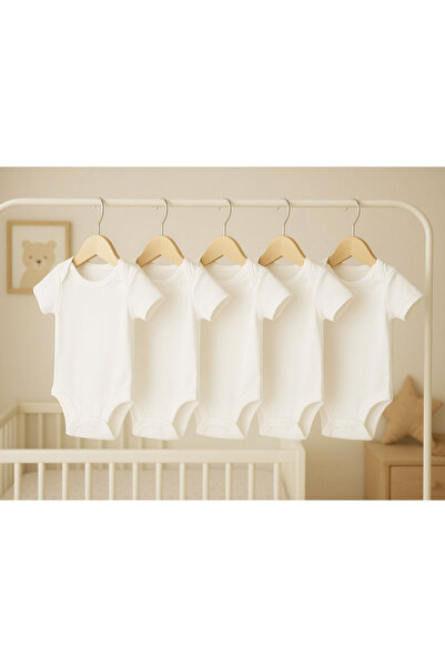 bebeqon % 100 Pamuk 5 li Beyaz Kısa Kol Body