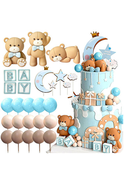 Choice 27pcs Blue Bear Cake Decoration Baby Bear Baby Shower Cake Topper Bears Cake Decoration Baby Shower