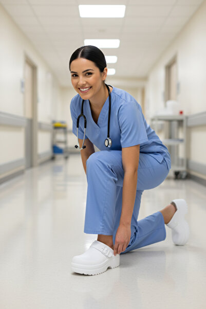 Vojo Eva Taban Чоловічі жіночі безшовні лікарняні капці білого кольору