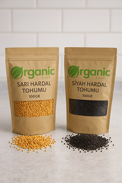 Organic Kiler Siyah Hardal Tohumu 100g + Sarı Hardal Tohumu 100g Doğal Baharat ve Tohum Seti