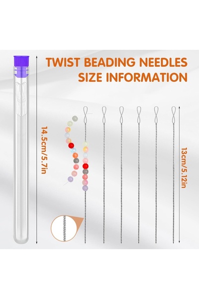 Choice إبر خرز MIUSIE مقاس 0.6 مم، 6 قطع، إبر خرز بذور ملتوية على شكل عين قاب...