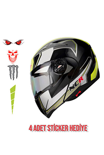 NCR Çene Açılır Sarı Grafik Kask (ECE BELGELİ)