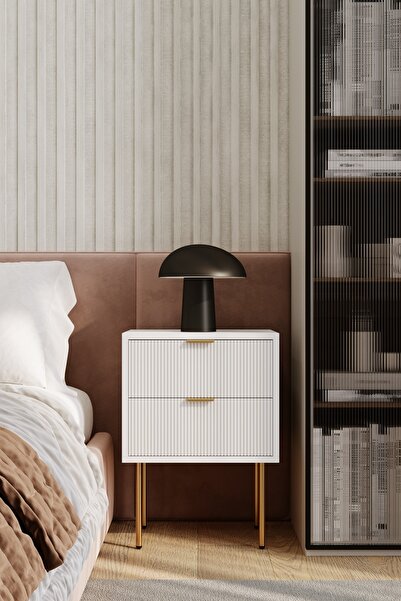 EGEALP MOBİLYA Luxy Beyaz Şık Komodin Sehpa Şifonyer