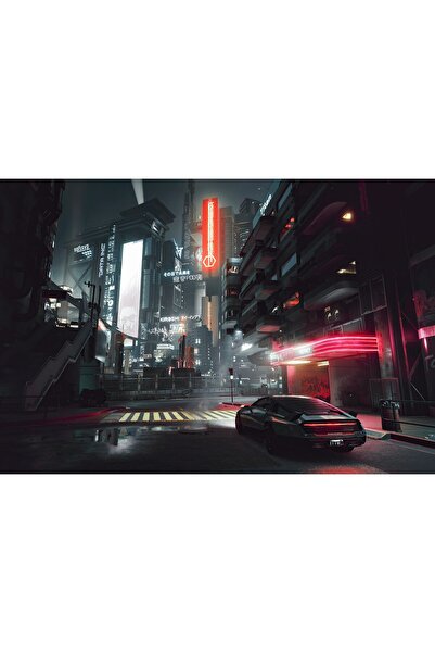 Zumzeria Tablou Canvas Cyberpunk 2077 City Shot, 80x50cm, tablou1231,