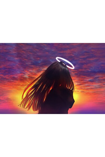 Zumzeria Tablou Canvas Anime Girl Sunset Glow Loneliness, 80x50cm, tablou1058,
