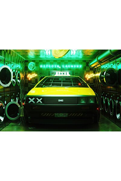 OEM Poster Delorean Bitcoin Laundary, 61x90cm, poster2502, Zumzeria ®