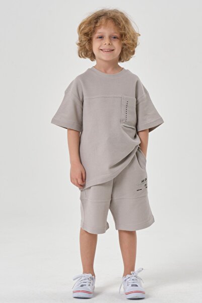 Black One Boy's Shorts Crew Neck Top Set
