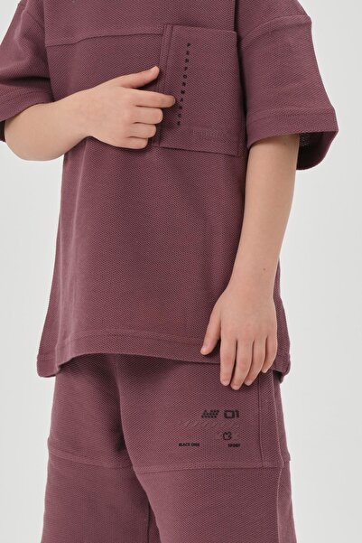 Black One Boy's Shorts Crew Neck Top Set
