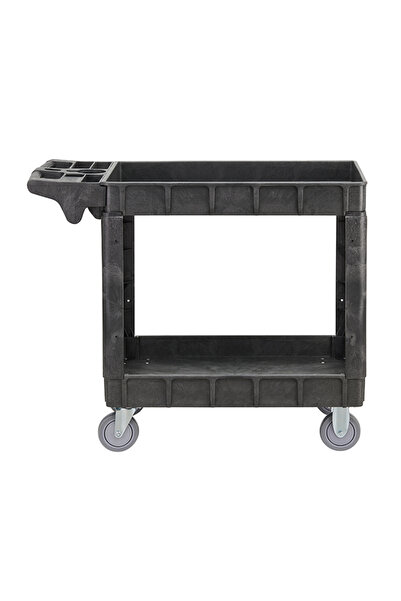 Lawazim 2 Shelf Service Cart Heavy Duty Tool Trolley with Wheels for Garage and Workshop