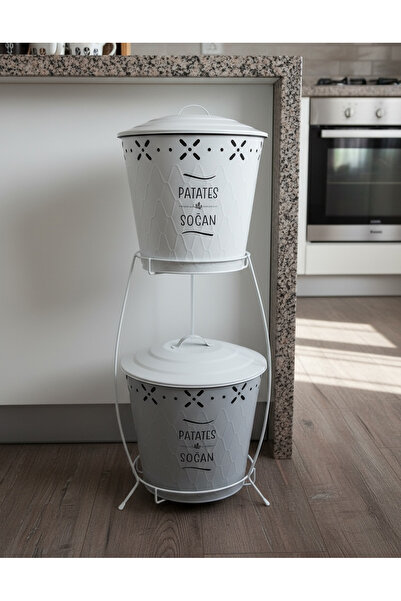 EVSTYLE METAL 2 KATLI PATATES SOĞAN SAKLAMA KABI - KONİK