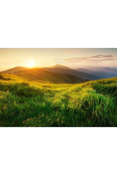 Zumzeria Таблу платно Залез над зелените хълмове, 80x50см, tabloucanvas106