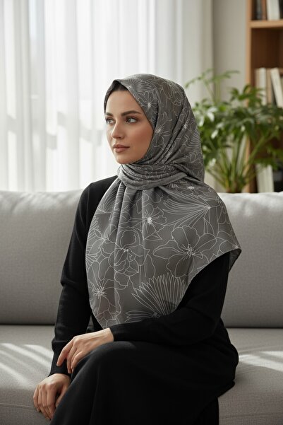 Onur Scarf -New Product Pyramid Luxer Two-Color Silk-Like Rayon Fabric Line Floral Pattern Fashion Shop