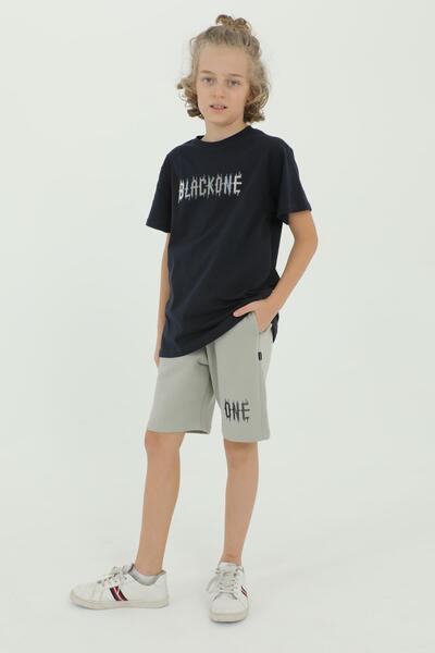 Black One Σετ δύο τεμαχίων για αγόρια με λαιμόκοψη με λεπτομέρεια μπλουζάκι και σορτς