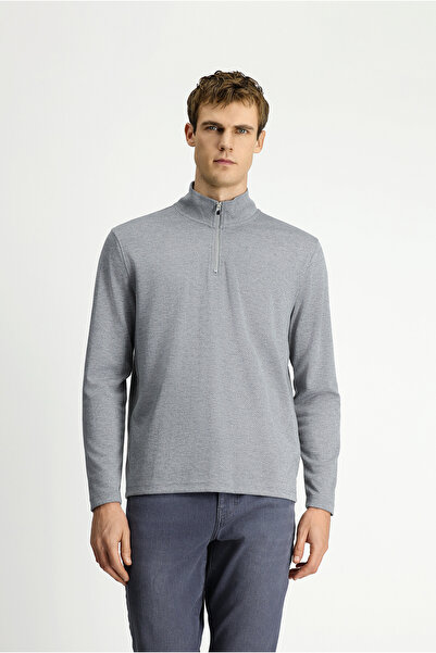 Kiğılı Regular Fit Fermuarlı Bato Yaka Sweatshirt