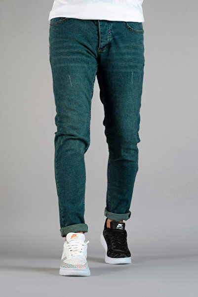 bombe Erkek Slim Fit Dar Kesim Kot Tırnaklı Pantolon Mavi