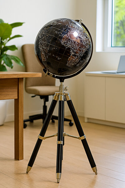 Livava Yerküre Biblo Ahşap Tripodlu, Kahve, 77x32