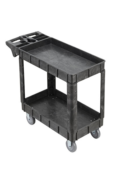 Lawazim 2 Shelf Service Cart Heavy Duty Tool Trolley with Wheels for Garage and Workshop