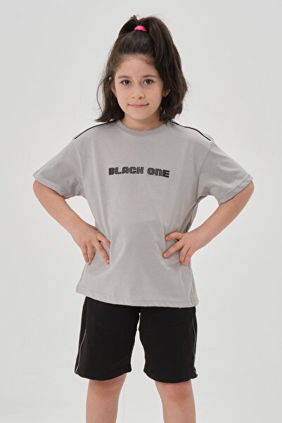 Black One okrugla kragna Štampano Set majica i šortsa za devojčice