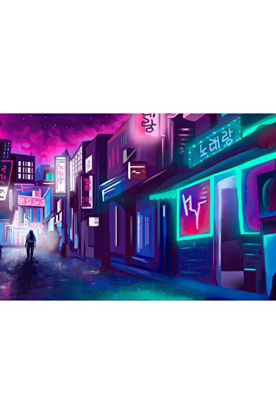 Zumzeria Tablou Canvas Night City Neon Lights And Me, 80x50cm, tablou661,