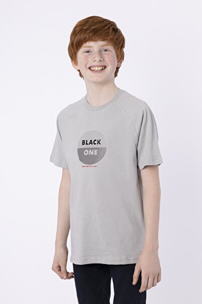 Black One 100% Cotton Single Jersey Fabric Injection Printed Boy's Crew Neck T-shirt Summer
