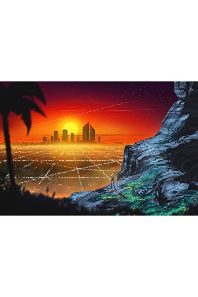 OEM Poster Watching City Sunset From Cliff, 61x90cm, poster1848, Zumzeria ®