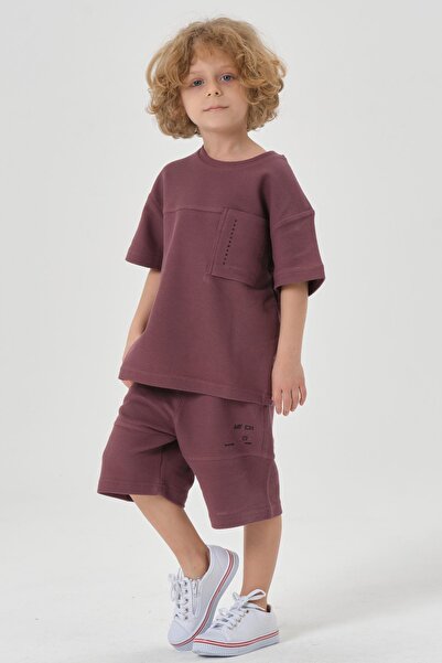 Black One Boy's Shorts Crew Neck Top Set