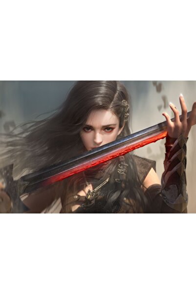 OEM Poster Female Warrior Fantasy With Sword, 61x90cm, poster2562, Zumzeria