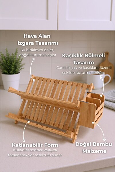 Bambum Enda Kaşıklıklı Bulaşık Sepeti