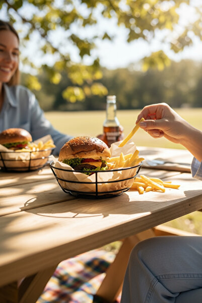 EVSTYLE 21 CM YUVARLAK HAMBURGER SUNUMLUK - 8 Lİ