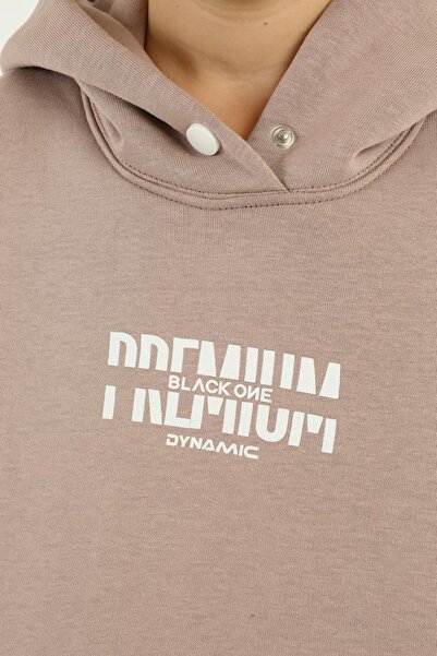 Black One Hooded Cargo Pocket Print Detailed Boy's Tracksuit Set