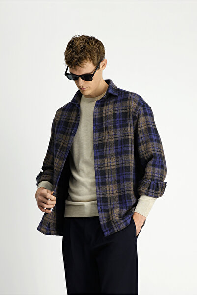 Kiğılı Cămașă din bumbac în carouri cu mânecă lungă