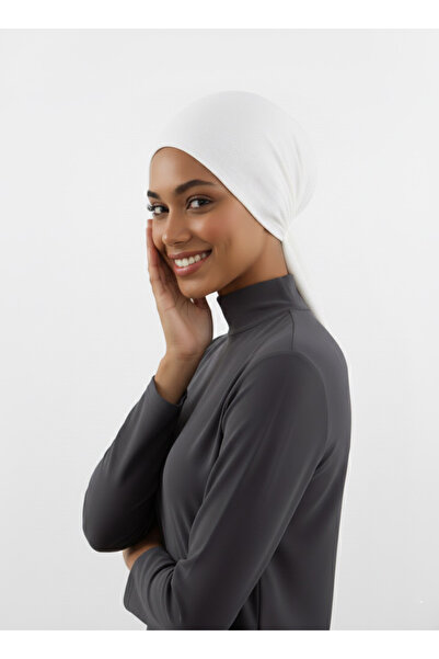 elysianfidan Pleated Tie Ecru Ready-To-Wear Turban Hijab Bonnet Suitable for Medical Use