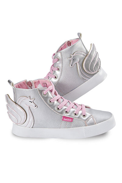 Denokids Winged Unicorn Silver Girls' Sneakers