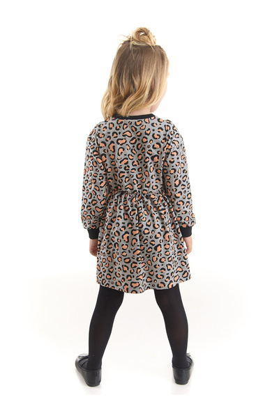 Denokids Leopard Patterned Gray Girl's Dress